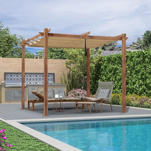 PURPLE LEAF Pergolas de Aluminio 3 x 3 Etráctil Pérgola Cenadores...