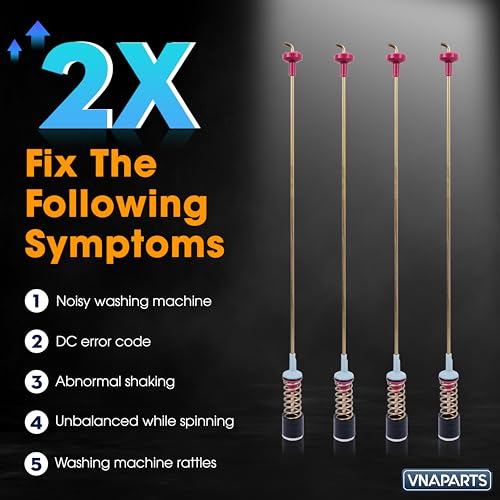 Image of VNAPARTS【2026 Upgraded】 DC97-16350V Washer Suspension Rods For Samsung Washer WA54R7200AV /US WA54R7200AW /US WA5AR7200AV /US WA54R7600AV /US 27.6 Inch Damper Assembly WA52A5500AV, WA45K7600AW