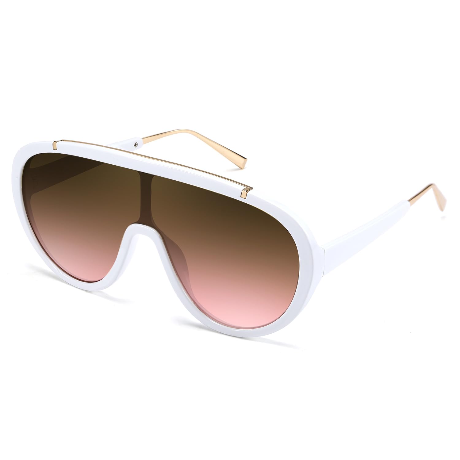 Gafas de sol para mujer, de gran tamaño, marco de una pieza, UV400, gafas de sol de moda, retro, sombras B2580, Blanco