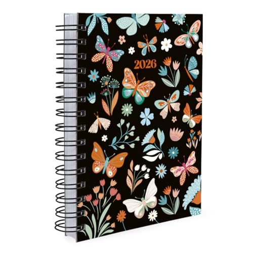 Agenda 2024 Capa Dura Butterfly Preto Laranja