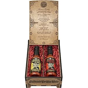 Psycho Juice | Dark Arts Collectie Houten Duo Gift Box | 70% Carolina Reaper | 70% Ghost Peper Chilisaus | 148ml | Hot…