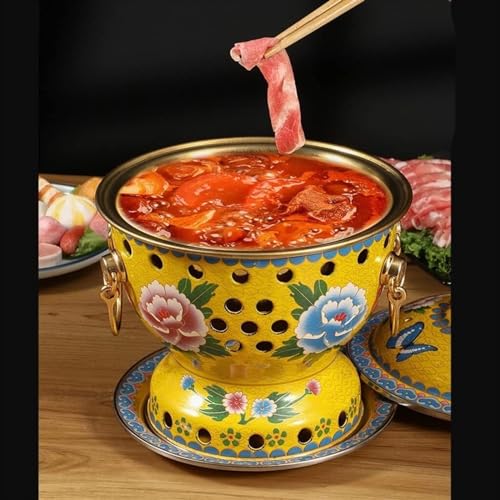 Olla china para hot pot en cobre amarillo 19x24x18cm miniatura 4