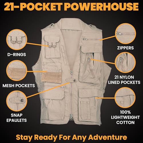 Image of Humvee Utility Vest with 21 Pockets -Travel, Safari, Hunting, Camping, 100% Cotton, Tactical Jacket for Men & Women