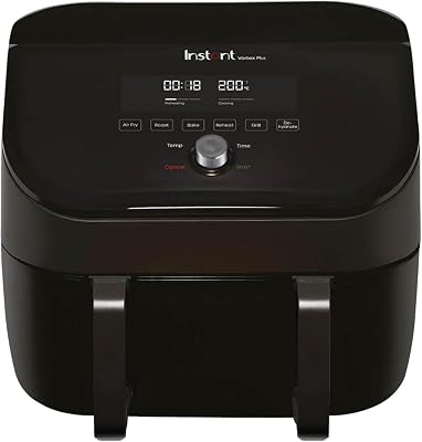 Instant Pot – Versazone Dual Black Heißluftfritteuse – Groß 8,5 l, Familiengröße – Einzelner Doppelkorb mit Trennwand – 8 in 1 – Dörren, Grillen, Backen, Braten, Aufwärmen, Antihaftbeschichtung