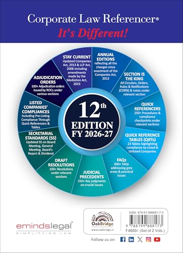 Image of Corporate Law Referencer (Set of 2 Volumes) | 12th Edition | Dr Sumit Pahwa | OakBridge