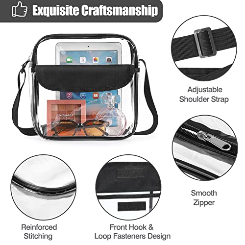 MoKo Clear Bag Stadium Approved for Women, Crossbody Bag Purse Shoulder Bags with Front Pocket and Adjustable Strap for Concerts Festival Sports Events, Clear4