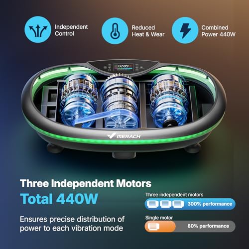 Image of MERACH Vibration Plate Exercise Machine, 4D Whole Body Workout Vibrating Platform for Lymphatic Drainage Weight Loss Muscle Activation, Home Fitness Equipment with Bluetooth Light Pull Cord