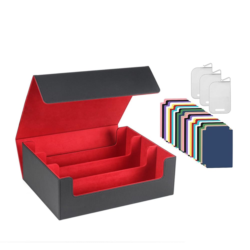 Etui na karty kolekcjonerskie 1800+, pudełko do przechowywania kart, magnetyczne zamknięcie pudełko do przechowywania, pudełko na karty do gier, czarne + czerwone