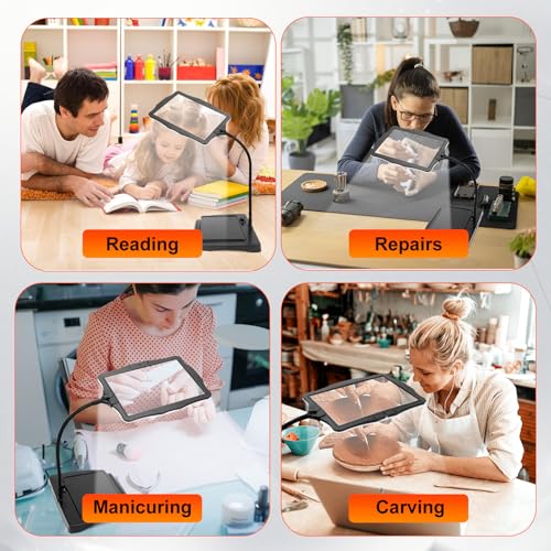 10x Large Magnifying Glass with Light and Stand, 50 Led Beads Brightness Adjustable Gooseneck Magnifying Desk Lamp, Large Page Magnifier for Reading, Sewing, Crafts - Cosy Home Interiors 10x Large Magnifying Glass with Light and Stand, 50 Led Beads Brightness Adjustable Gooseneck Magnifying Desk Lamp, Large Page Magnifier for Reading, Sewing, Crafts - Image 7