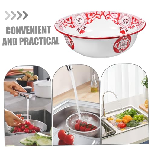 Tazón esmaltado vintage grande para cocina 36 cm miniatura 3