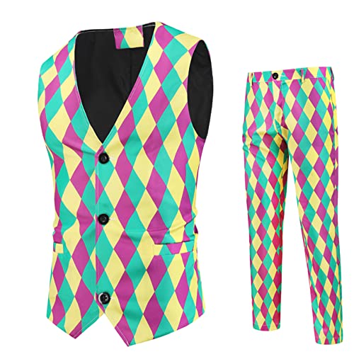 Mens Slim Fit 2 Piece Suit 3D Print One Button Jacket Vest Pants Set 2023 Fall Fashion Party Prom Tuxedo Suits