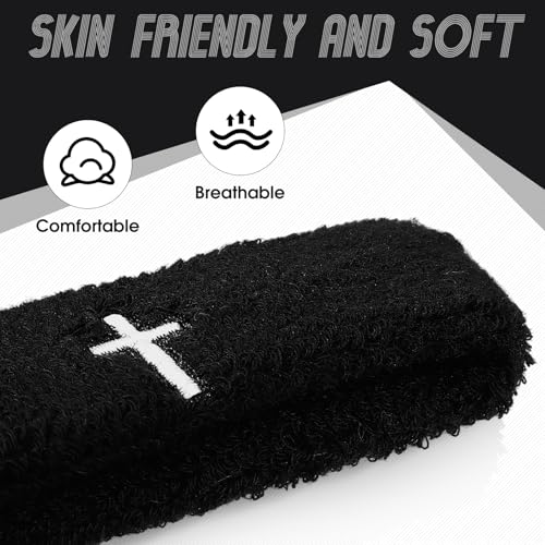 Image of Soulchen 4 pcs Cross Bicep Bands Wrist Bands Christian Arm Sweat Wristbands Absorbent Armband for Men Women Football Baseball Players Sports Activities Supplies