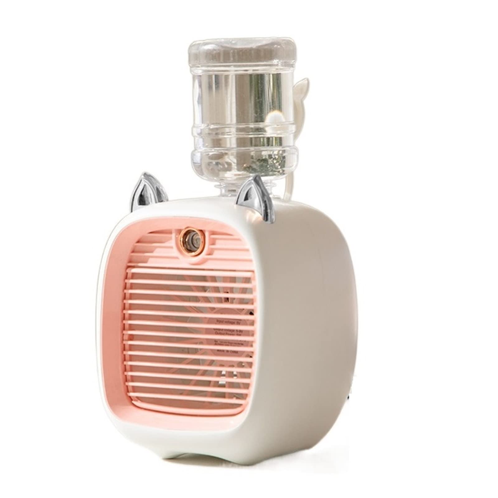 Cczrd Pink Sliver Ears 2400Mah Mini Air Conditioner Portable Desktop Fan Humidifier Purifier 3 Speed 2 Mode Spray Usb Table Car Home Camping Travel Airflow Comfort Refreshing Breeze(Pink Sliver Ears)