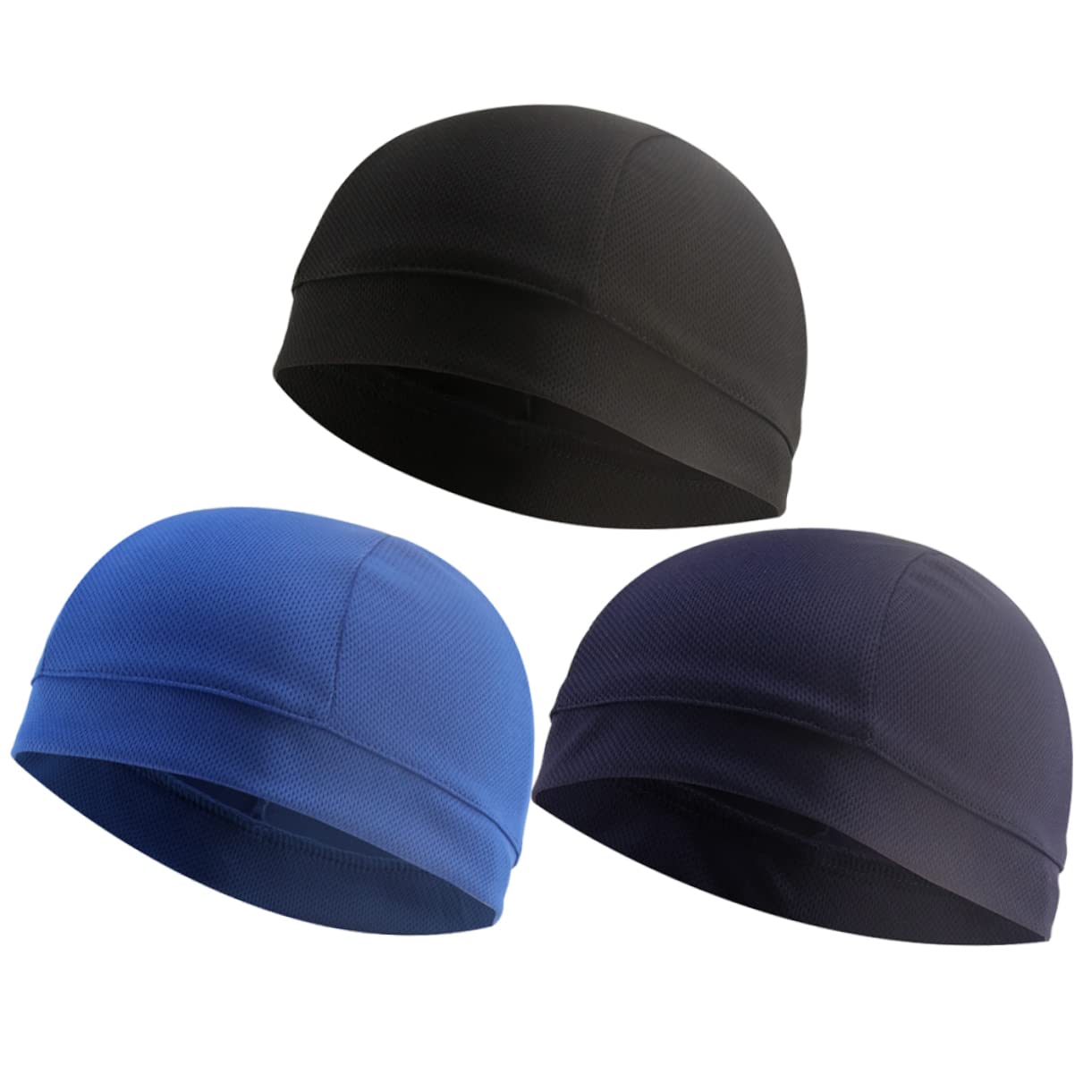 BESTYASH 3pcs Quick Dry Liner Caps for Outdoor Sports Uv Wind Resistant Breathable Inner Headwear Comfortable Sweat-Absorb Cycling Accessories Navy