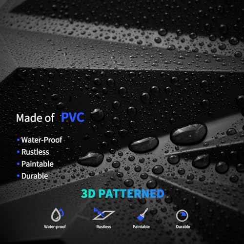 Art3dwallpanels 33 Pack 3D Wall Panel Diamond for Interior Wall Décor, PVC Flower Textured Wall Panels for Living Room Lobby Bedroom Hotel Office, Black, 12''x12'' Cover 32.Sq.Ft. - Image 4