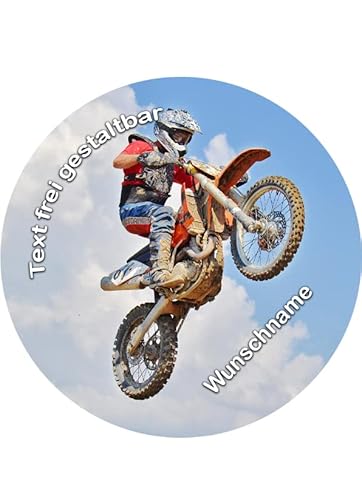 Tortenaufleger mit Wunschname und Text, Motorrad, Geburtstag, Essbares Bild für Torten, Ø 20cm - Super Qualität,01300