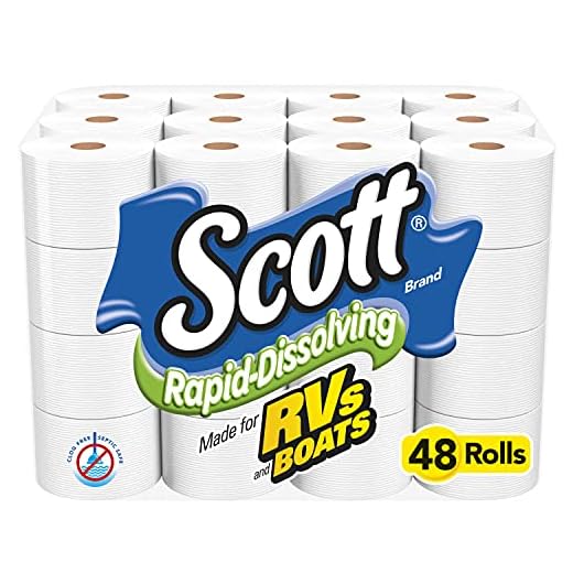 Scott Rapid-Dissolving Toilet Paper, Bath Tissue for RV & Boats , 4ct packs X 12= 48 rolls