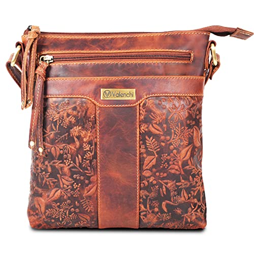 Real Leather Women's Crossbody Bag - Genuine Leather Crossover Purse for Women