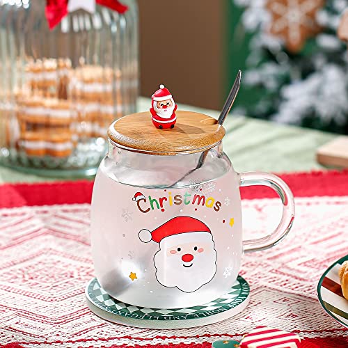 Taza de café de Navidad, tazas de té de Papá Noel 3D con tapa y cuchara, tazas novedosas para el día de Acción de Gracias, Navidad de Halloween para mujeres, hombres, niñas y niños Cover