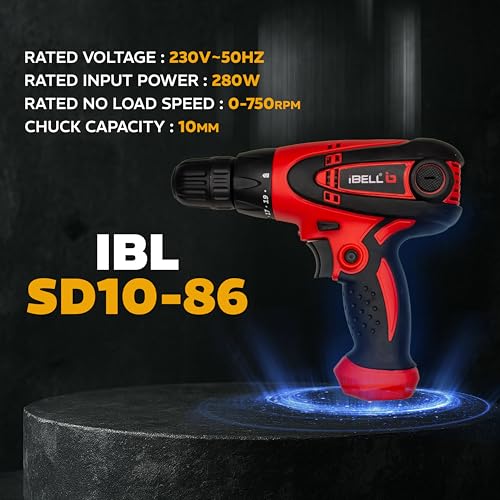 Image of IBELL Electric Screwdriver SD10-85 /86, 280W, Copper Armature, Chuck 10mm, 750RPM, Torque 19+1 Drill Moden (Red-Black)