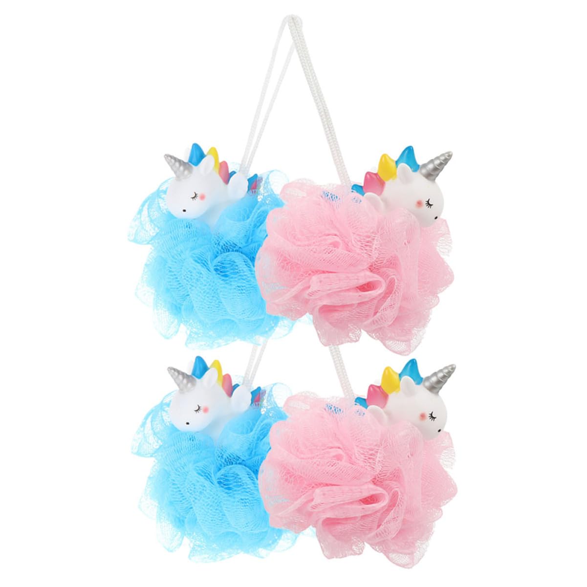 NOLITOY 4Pcs Unicorn Bath Loofahs Fun Shower Sponges for Boys Durable Mesh Scrubbers for Gentle Cleaning for Bath Enjoyment