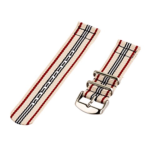Clockwork Synergy - 2 Piece Classic NATO SS Nylon Band (24mm, White/Navy/Red)