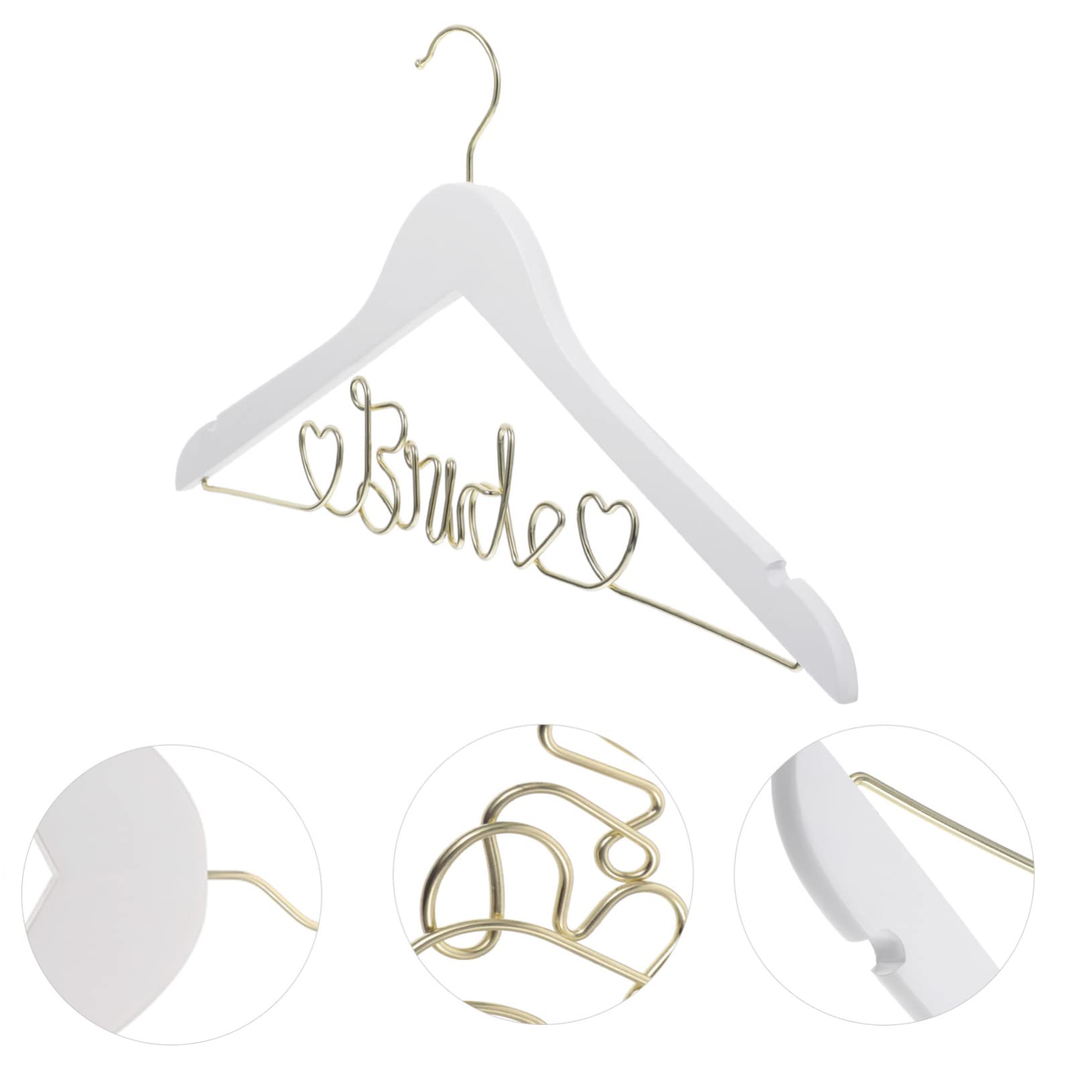 MUSISALY Unique Bridal Hanger Wedding Dress Wooden Wire Hanger for Bride Decorative Gold Bride