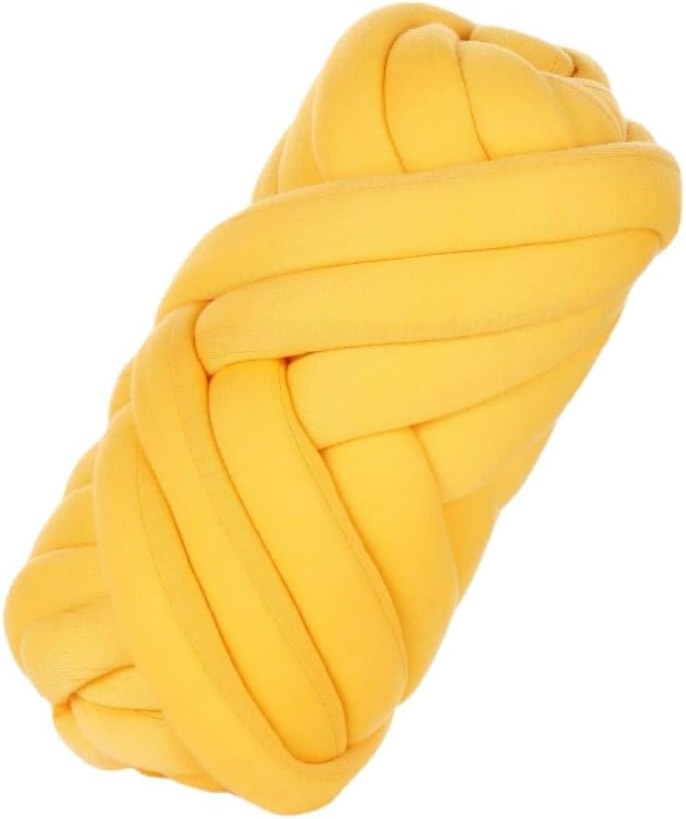 Chunky Yarn for Hand Knitting Arm Knitting Braided Knot Throw Blanket, Soft Velvet Yarn DIY Braided Cotton Jumbo Tube Fluffy Bulky Giant Yarn for Weave Craft Crochet (Gold, 2.2LB/1000g)