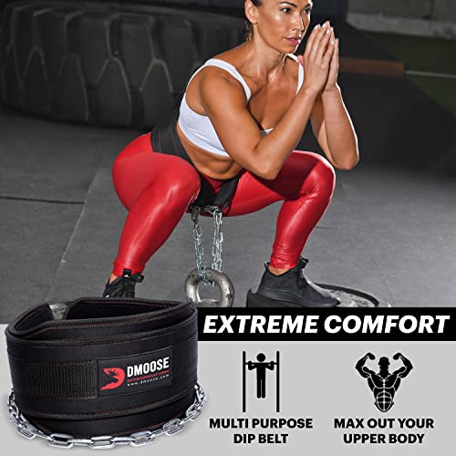 Dmoose Dip Belt For Weight Lifting, Weight Belt With Chain, Heavy Duty Weighted Pull Up Belt For Powerlifting, Bodybuilding, Strength Training, Squat Belt With Comfortable Neoprene Support #TOP3