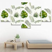 SIGNWIN 5 Panel Canvas Wall Art Modern Art Decorative Elements Fun Illustrations Leaves Multicolor Patterns for Home Decorations Ready to Hang - 60