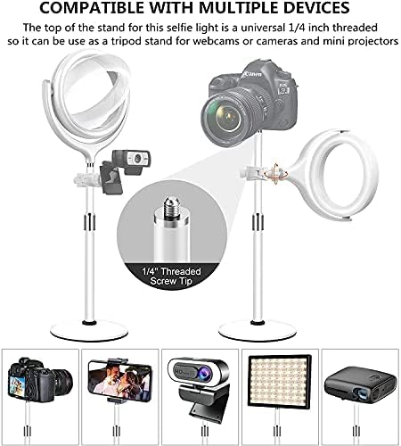 Ring Light with Stand, Desk Ring Light with Phone Holder for Laptop/Video Conferencing/webcam Lighting/Zoom Meetings, 8" Selfie Ring Light for Makeup/Live Streaming/YouTube/Tiktok (white)