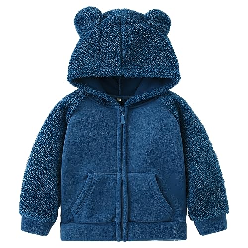 AMIYAN Bear Ears Shape Fleece Warm Hoodies Clothes Toddler Zip-up Light Jacket Sweatshirt Outwear For Baby Boys
