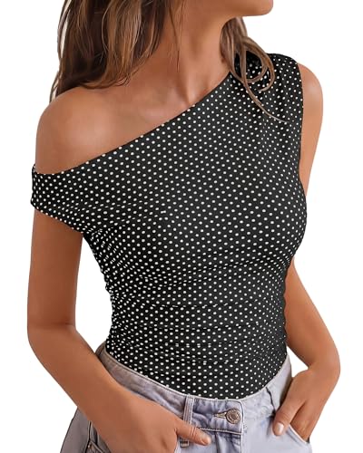Image of NOLLSOM Spring Tops for Women Trendy Off The Shoulder Top Going Out T Shirts Casual Floral Blouses Summer Outfits 2026