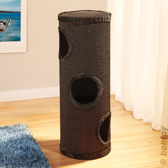 Bontoy Kratztonne Buddy in schwarz I 37 cm x 100 cm I mit weichem Liegebett I DREI Höhlen