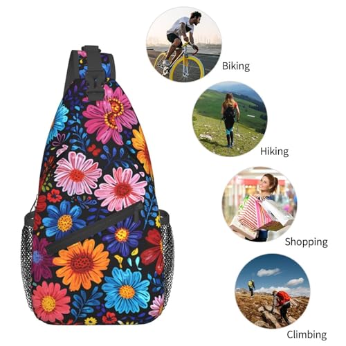 Bolso cruzado con flores coloridas para mujeres y hombres miniatura 6