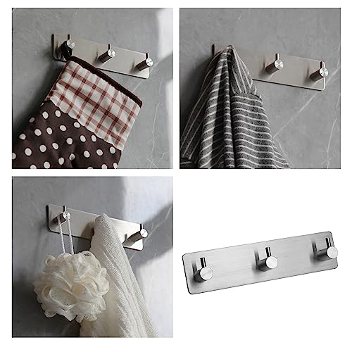 Image of Self Adhesive Towel Hooks for Bathrooms Stick on Wall hooks 3 Coat hooks