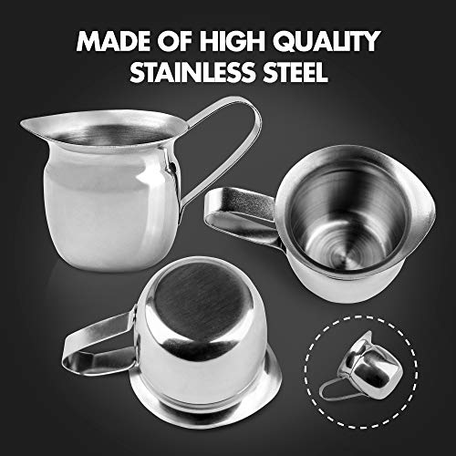 [12 Pack] 3 Oz Creamer Pitcher - Stainless Steel Bell Creamers, Mini Cup Container For Serving Milk, Coffee Cream, Salad Dressing, Maple Syrup, Sugar, Espresso Machine For Restaurant, Cafes, Home Used #TOP2