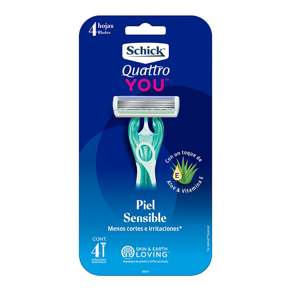 SchickQuattro You Sensitive Piece Of Mind Disposable Razor For Women, 4 Count