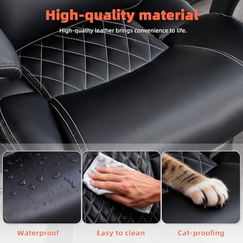 Image of 700lbs Big and Tall Office Chair for Heavy People-Heavy Duty Executive Chair with Adjustable Lumbar Support, Metal Base, PU Caster Wheels, Wide Seat for Sitting All Day