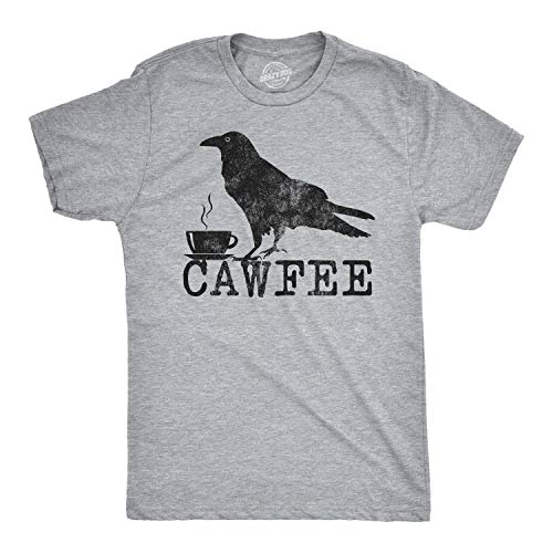 Mens Cawfee Tshirt Funny Coffee Drinking T Shirt Sarcastic Caffeine Joke (Heather Grey)