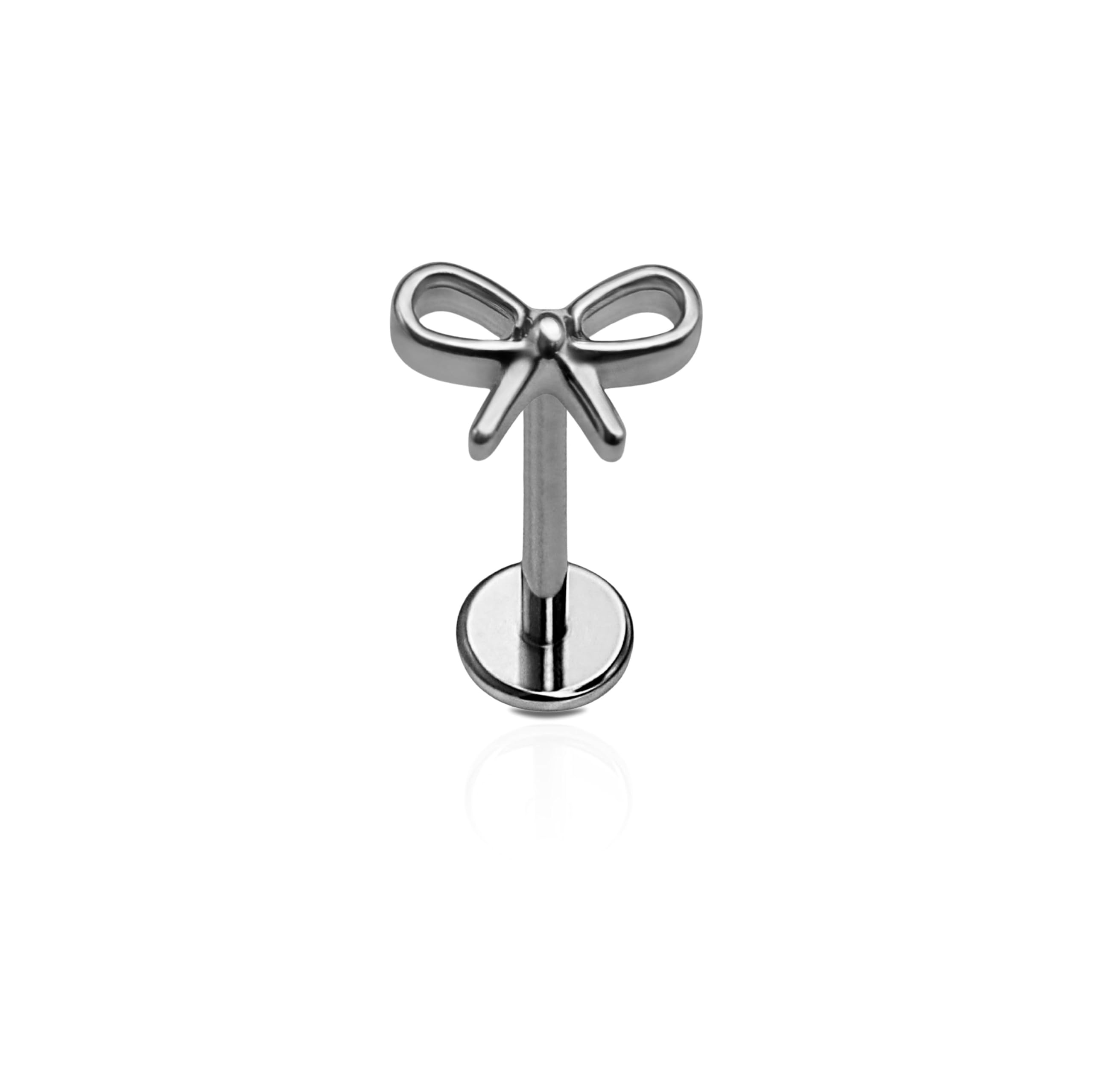 Cords Club Bow Flat Back Stud – ASTM-F136 Implant Grade Titanium - Push Pin Design for Sensitive Ears – Available in 18K Gold Plated & Titanium Silver