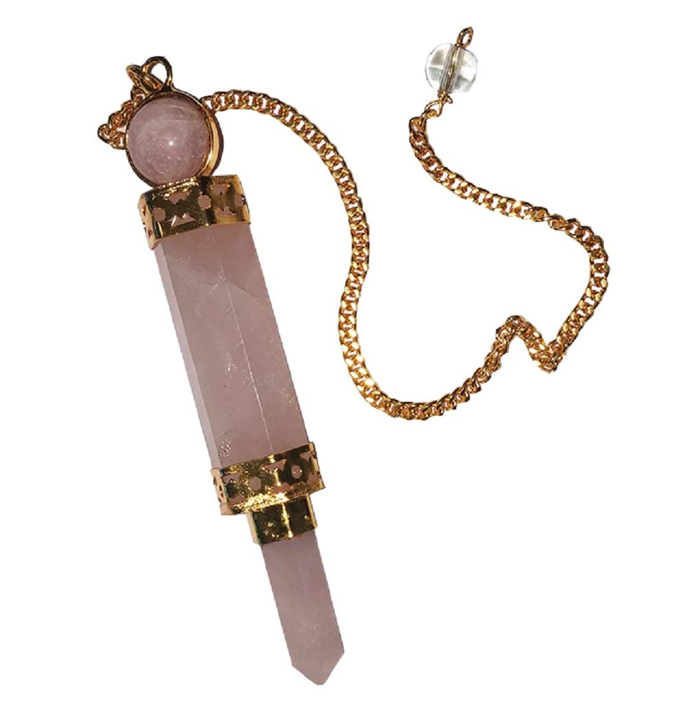 Rose Quartz Wand Dowsing Pendulum. Good for Reiki and Crystal Healing
