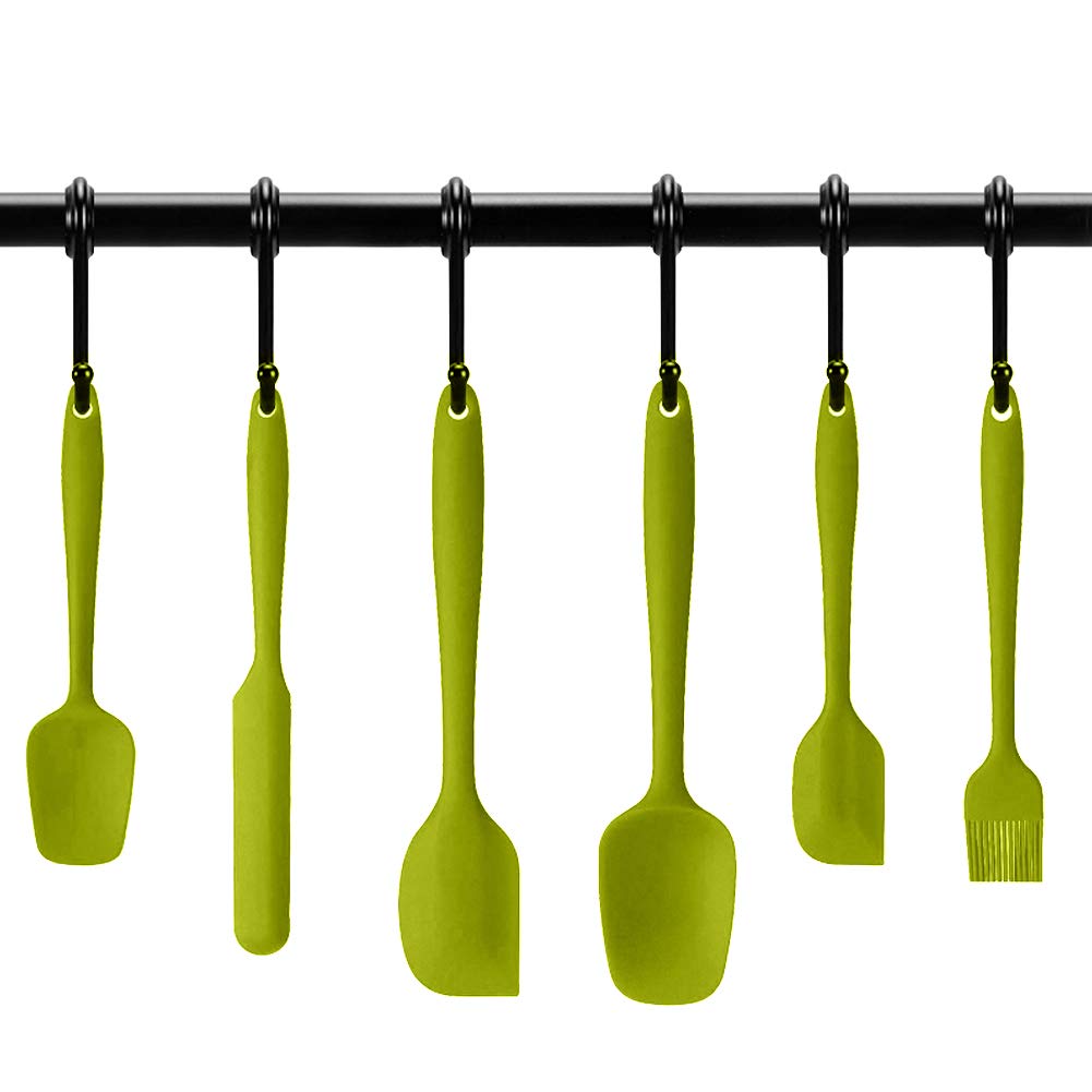 FeMereina Silikon Spatel Set 6 Stück Teigschaber Silikon Hitzebeständig Einteiliges Nahtloses Design zum Backen, Kochen und Mischen Hitzebeständiger Antihaft-Küchenbackwerkzeuge (Grün, 1)