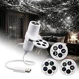 KQLHLHDYZ Proyector de luz nocturna, proyector de luz nocturna holográfica 5D dinámica HD con 15 tipos de películas de proyección, proyector HD ajustable de 360° para techo de coche y dormitorio