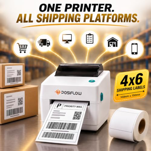 Image of Thermal Label Printer for Business Office Home | Inkless Thermal | Mobile, Desktop Compatible (ShipPro (4inch Pro Label+Receipt Printer))