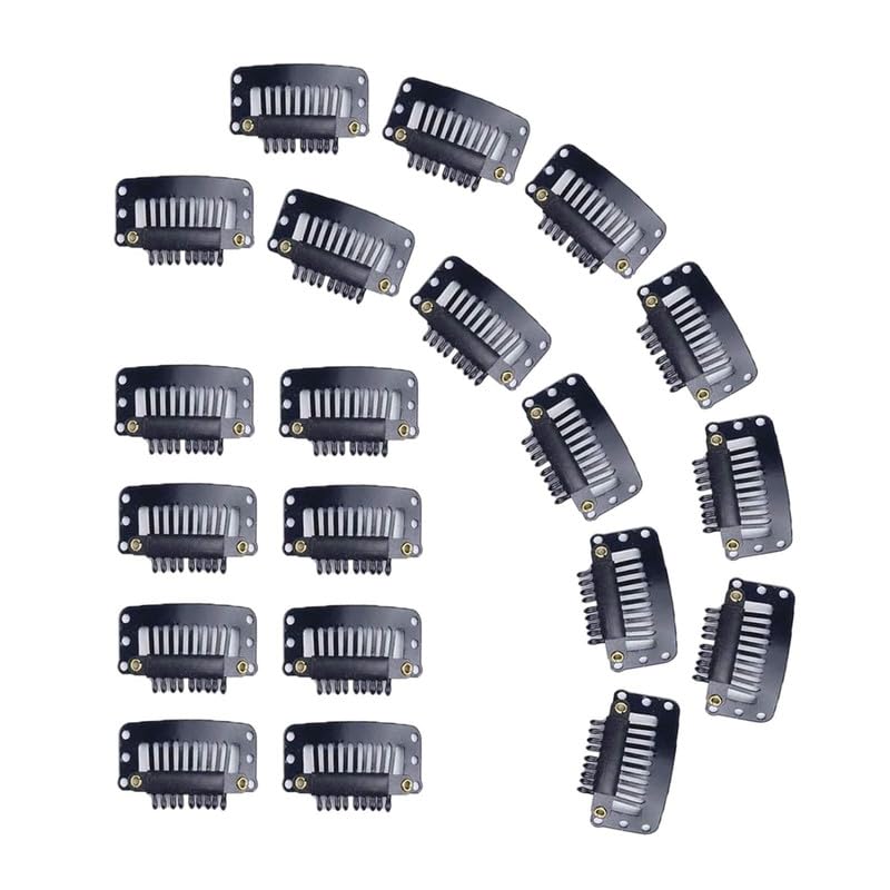 PABULUM 12PCS Wig Clips, 9 Teeth Small Snap Comb Wig Clips, Clips for Wig, Hair Extension Clips, Wig Accessories Clips (Black)