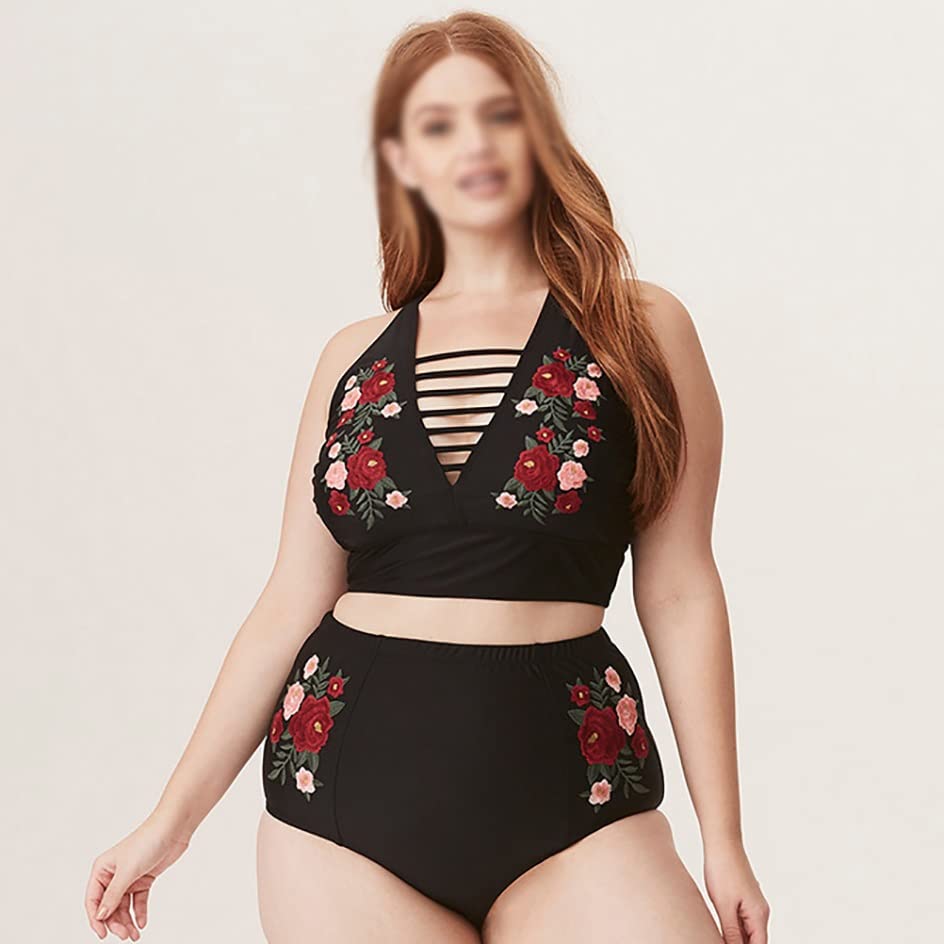 Bikini swimwear plus size à imprimé floral de plage tendance