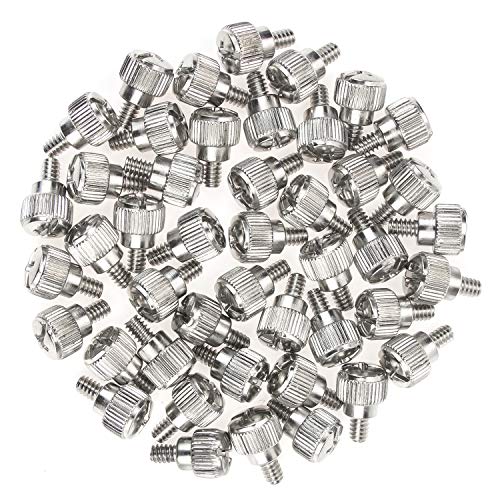 Favordrory 6#-32x5 M3.5 PC Computer Case Thumbscrews Thumb Screws, Silver, Zinc
