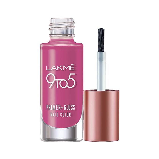 Lakmé 9 to 5 Primer + Gloss Nail Colour, Pink Pace, 6 ml