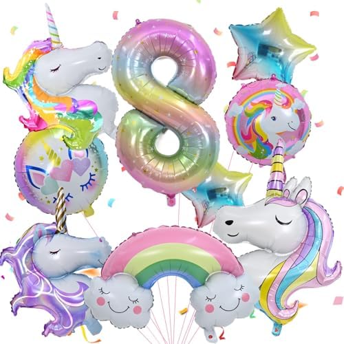 Unicorn Balloons 2nd Birthday Decorations for Girls, 2nd Unicorn Party Decoration Balloons, Number 2nd Birthday Balloons with Unicorn Foil Balloons for Birthday, Girl Unicorn Theme Party Supplies